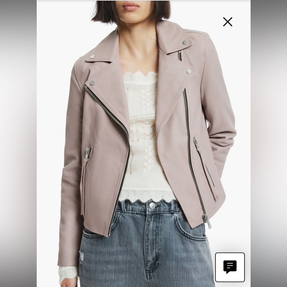 NWT ALL SAINTS Dalby Leather Biker Jacket Women Size 0 $529